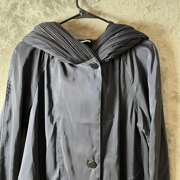 Overland Donatella Reversible Water Repellant Raincoat XS Navy Pleated Hood - Picture 2 of 8